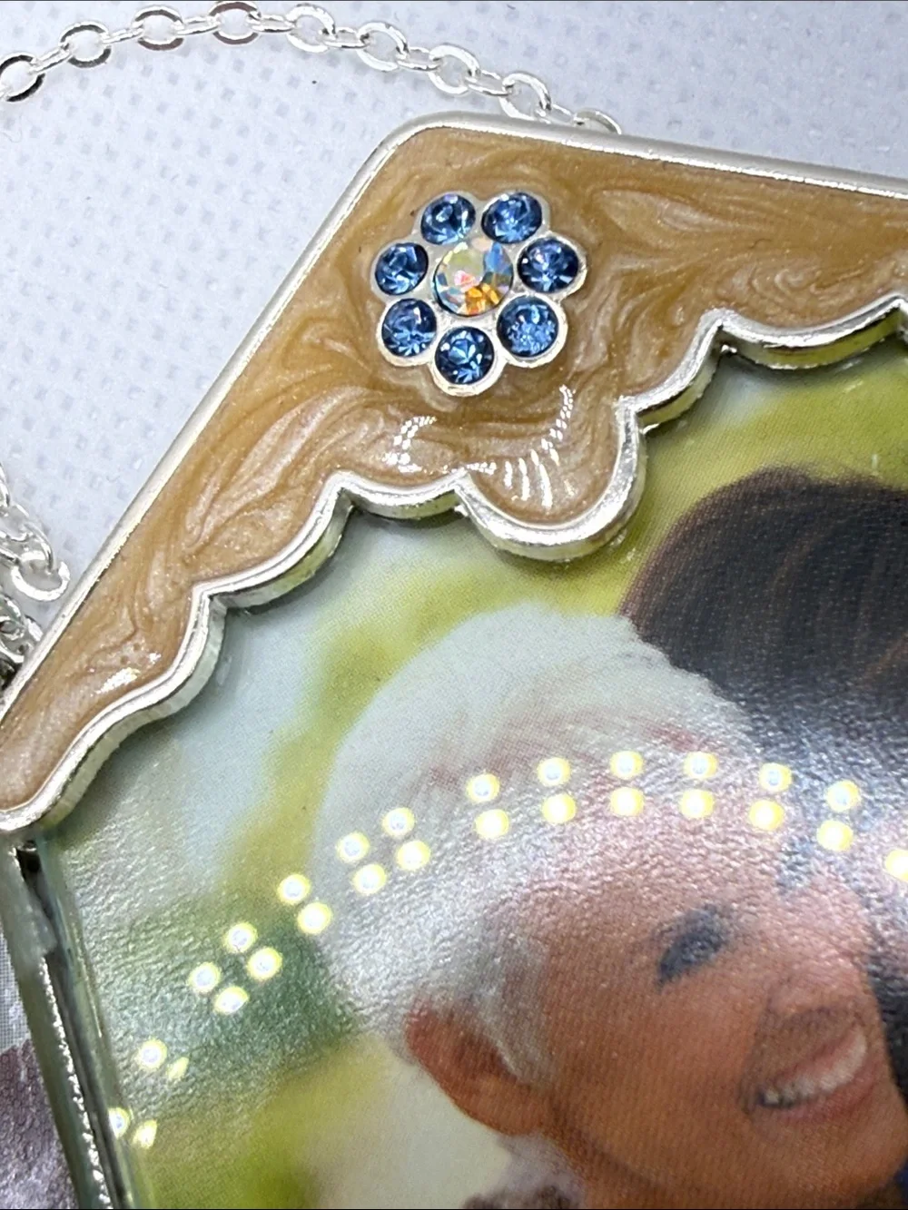 3 Hallmark Hanging Photo picture Frames mini enamel rhinestones bling family VTG
